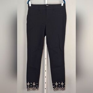 GAP Skinny Ankle Pants w Eyelet Embroideres Hem Sz 6 Tall, True Black / White
